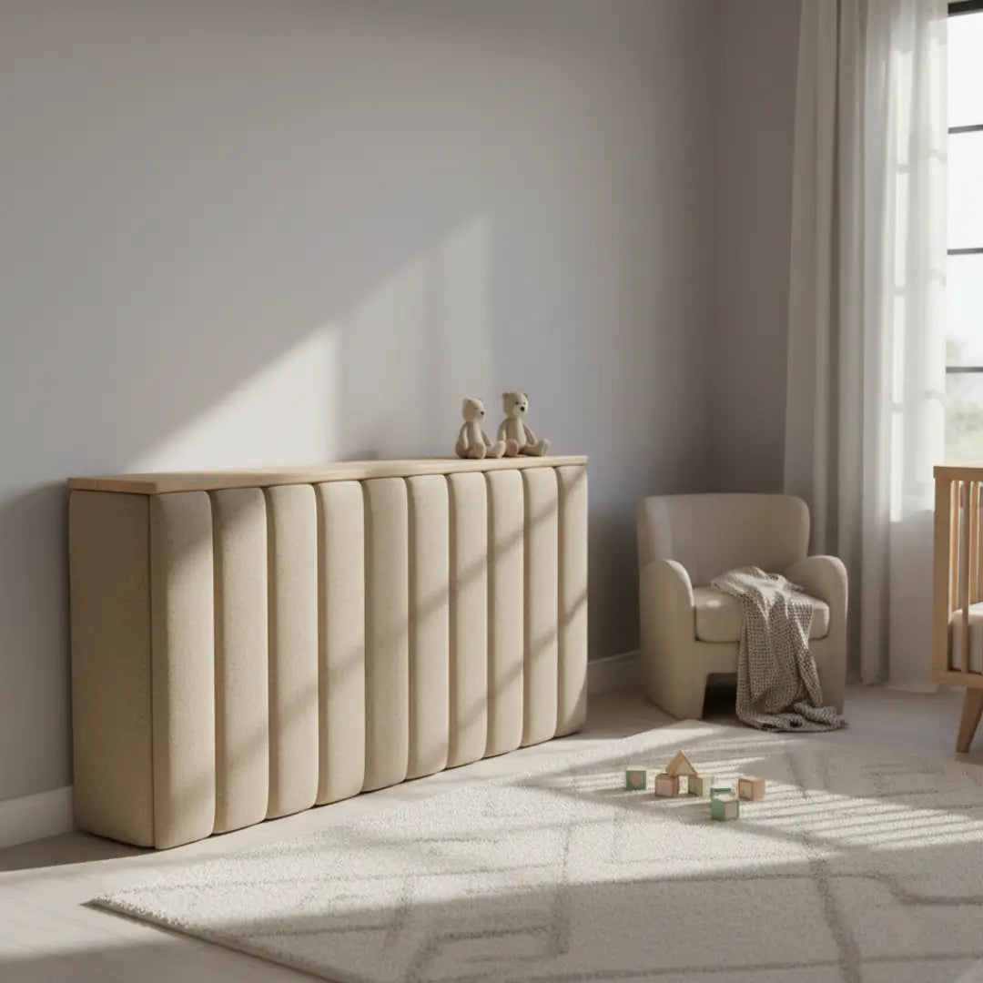 Safety Soft-Touch: Upholstered in heat-resistant fabric for extra padding.