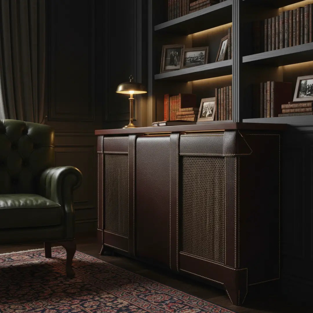 The Leather Wrap: Faux-leather textured panels with contrast stitching.