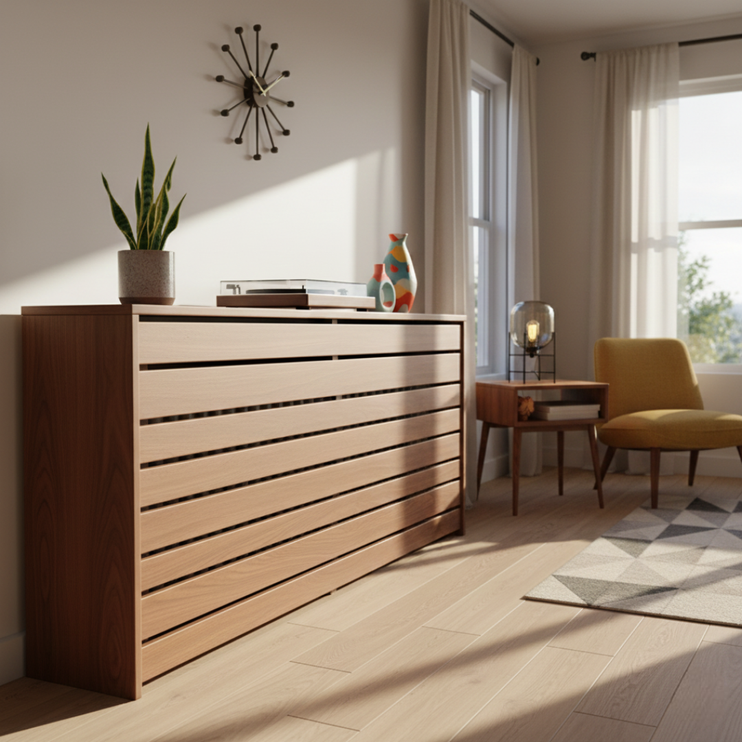 The Linear Blade: Horizontal wide-plank slats for a mid-century modern feel.