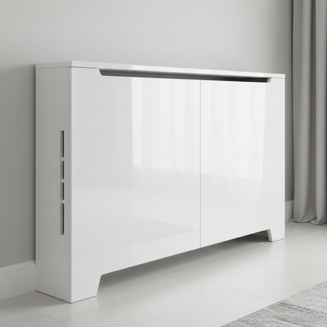 The Monolith: A smooth, high-gloss white finish with hidden side vents.