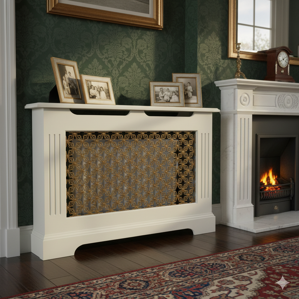 The Victorian Clover: Classic MDF with the iconic "cloverleaf" metal grille.